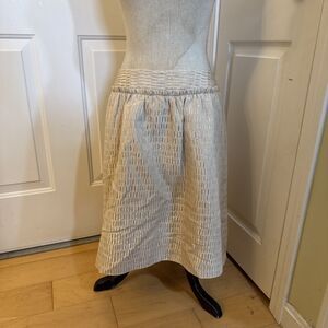 SPARKLY FULL SKIRT Talbots Metallic Ivory Women’s Skirt With Pockets Petite XL